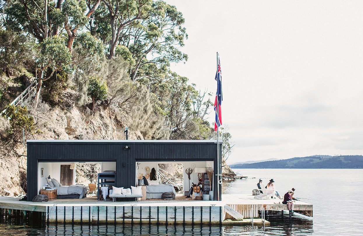 The waterfront boathouse of Satellite Island, Photo by Luisa Brimble