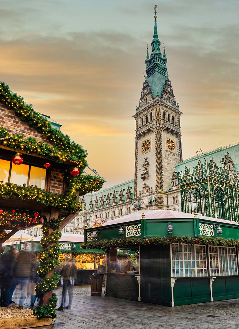 Hamburg City Hall during Christmas, image by Arnold Petersen, Shutterstock